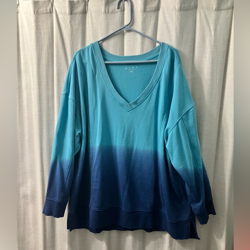 Livi Blue Ombre V-Neck Sweatshirt